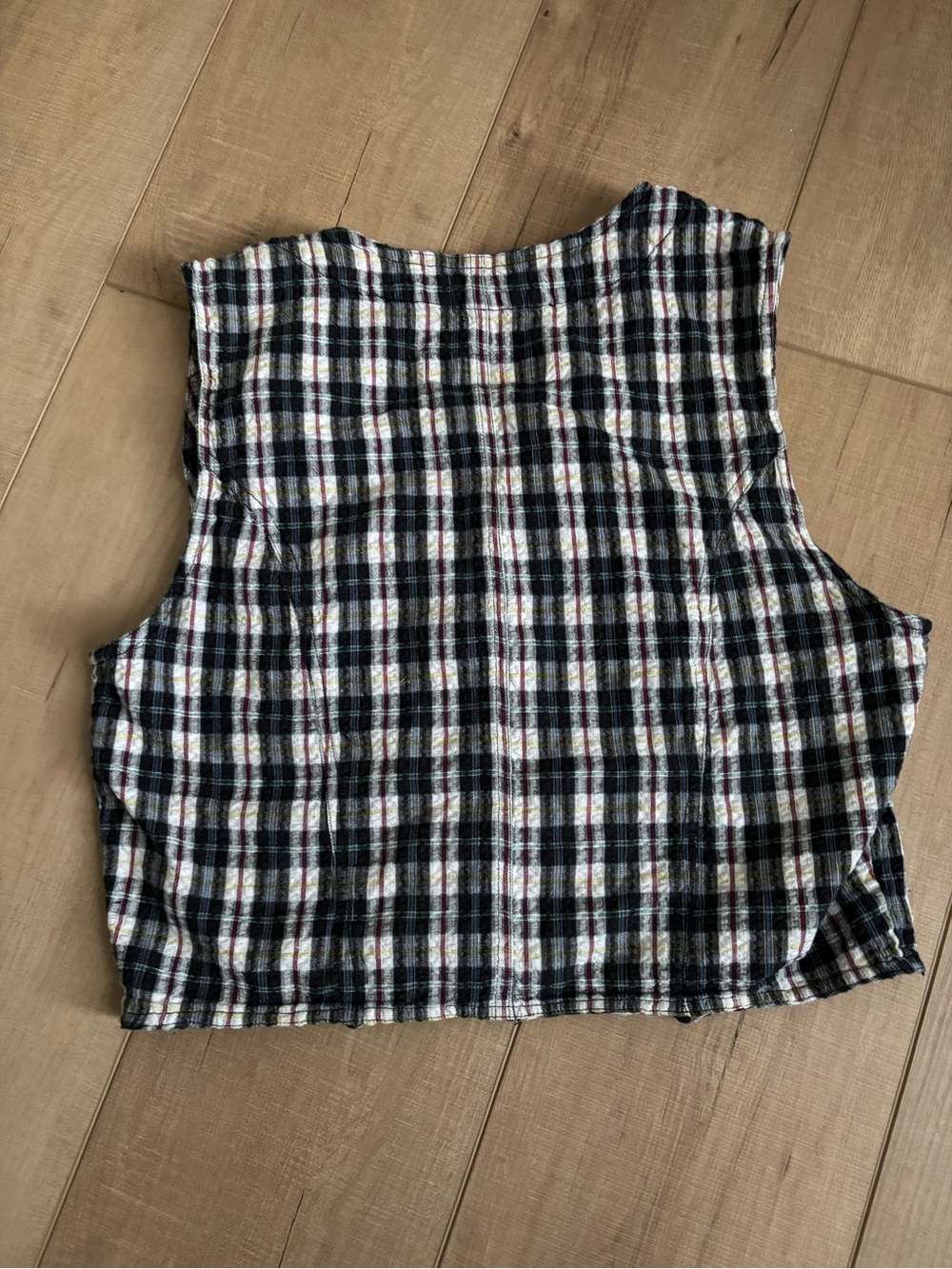 Vintage 90’s 100% Cotton Cropped Plaid Top - Picture 4 of 4